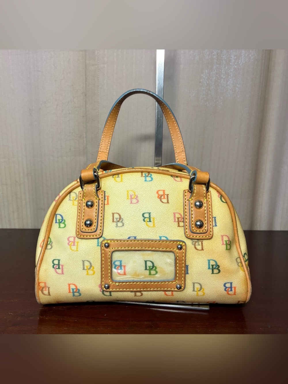 Dooney & Bourke Yellow Multicolor DB Logo Dome Satchel